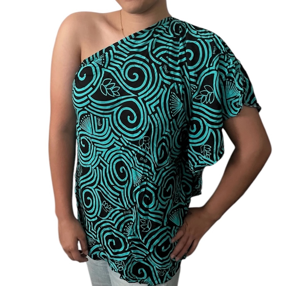 Hina Hawaiian Tunic Top One Shoulder Aloha Wear Small